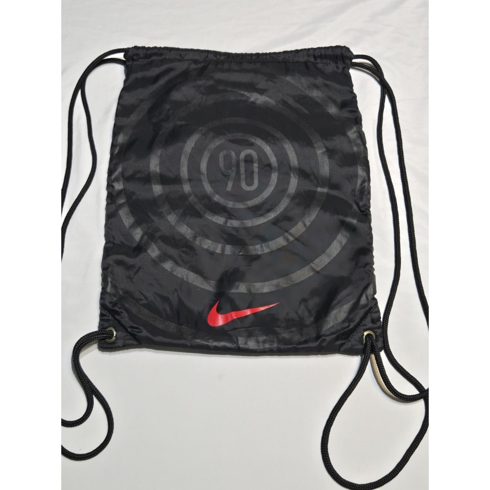 Vtg Y2k Nike Total 90 Drawstring Gym Sack Black Red‎ Target Swoosh Logo Pocket